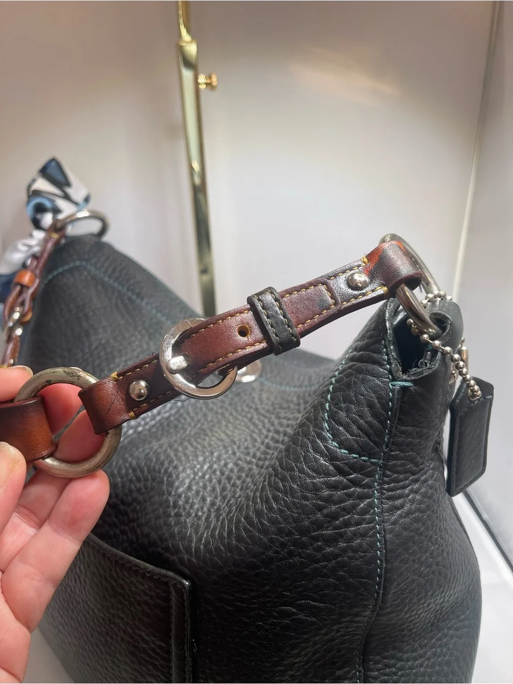 Coach Black Pebbled Leather Chelsea Turnlock Hobo (8A39)